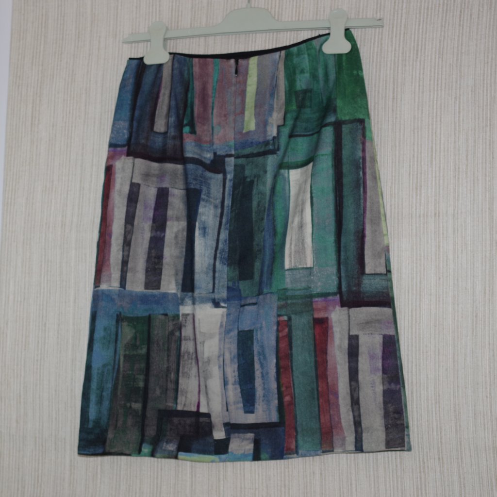 Lafayette148 Wool Blend Stretch Multicolored Green Gray Pencil Skirt Size:2